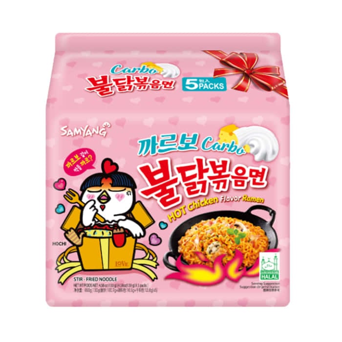 Samyang carbonara hot chicken flavor ramen 5 stuks Samyang carbonara hot chicken flavor ramen 5 stuks