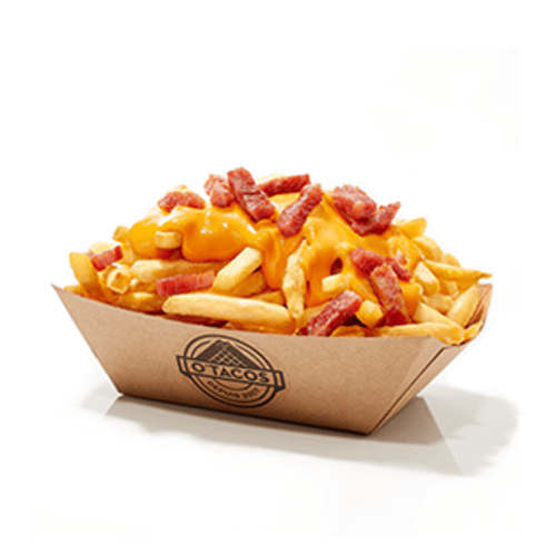 Frites Cheddarsaus met Bacon  (kalkoen) Cubes