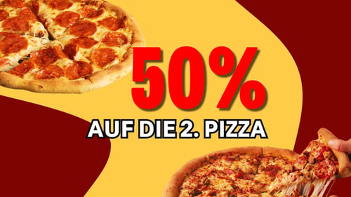 50 % Rabatt auf die 2. Pizza (L)