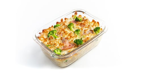Nudelgratin Broccoli & Schweinefleisch 