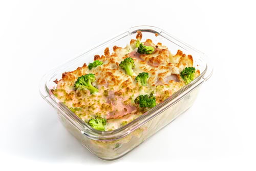 Nudelgratin Broccoli & Schweinefleisch 