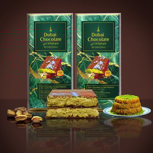 Dubai chocolade pistacho kunafa, 180 gram, 2 stuks