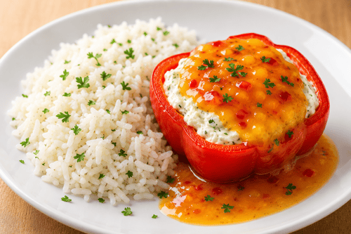 Reis, Vegetarische gefüllte Paprika