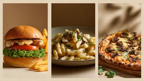 Pizza, Pasta, Burger