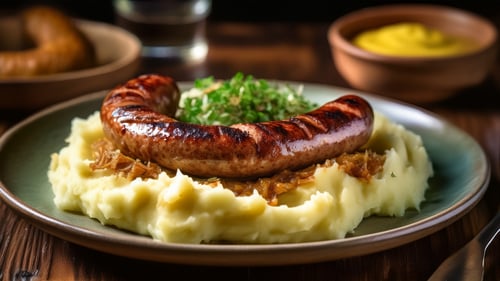 Kartoffelpüree mit Bratwurst