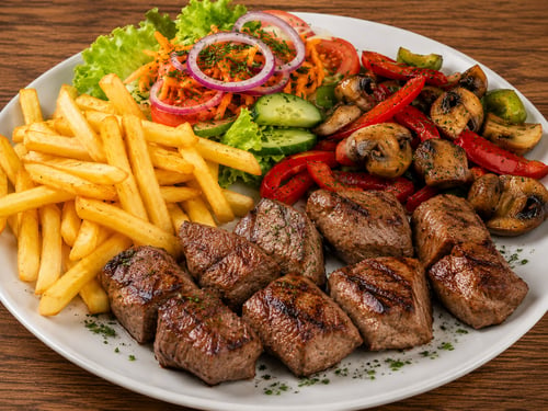 Lammspies mit  Beilage und Salat