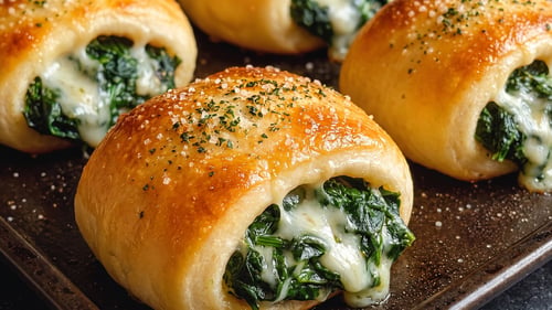 Pizzabrötchen mit Spinat und Käse