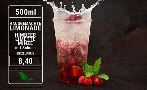 Limonade Himbeer Limette Minze mit Schuss