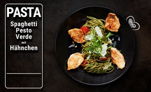 Spaghetti Pesto Verde mit Hähnchenbrust