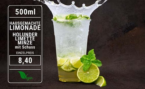 Limonade Holunder Limette Minze mit Schuss