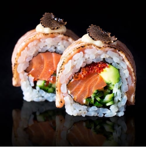 FLAMED DOUBLE SALMON ROLL- 8pc. -