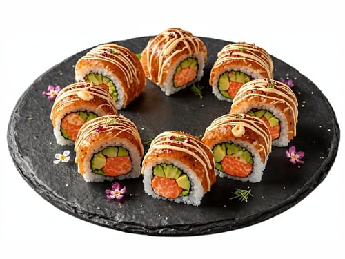 5. Roll mir den Lachs mit Aubergine 8Stk.