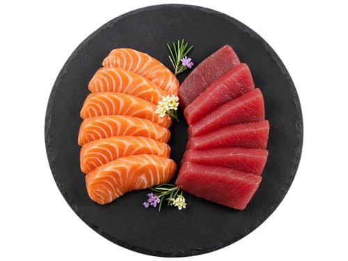 92. Lachs & Tuna Sashimi (12 Scheiben) (auch flambiert)