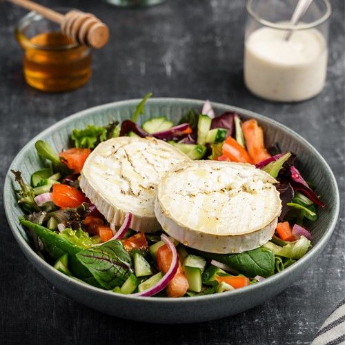 Maaltijdsalade gegratineerde geitenkaas
