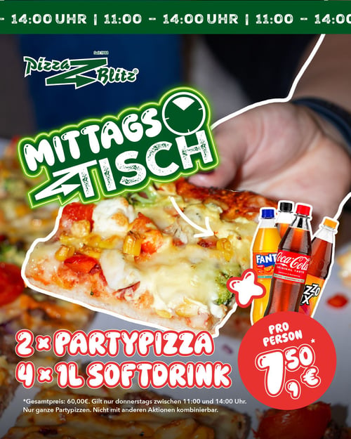 Mittags Deal + 4 Getränke