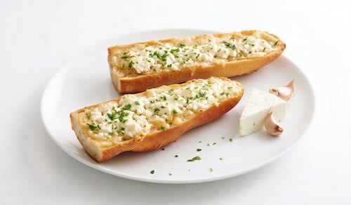 Knoblauch Baguette mit Hirtenkäse