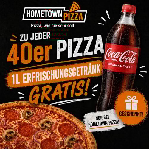 40er Pizza + 1L Getränk GRATIS