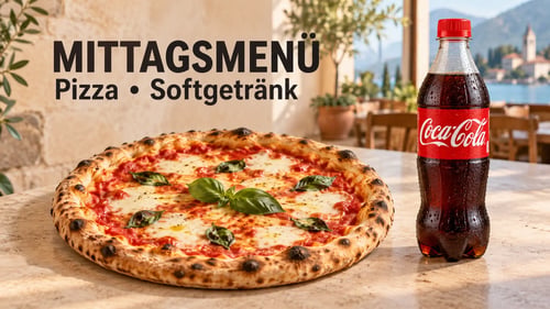 MITTAGSMENÜ  PIZZA MIT GETRÄNK