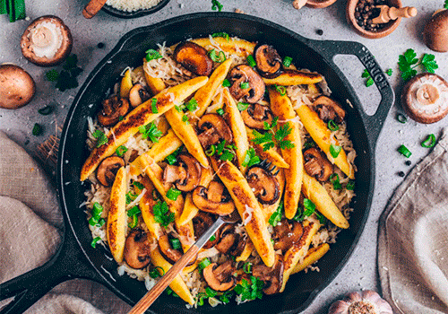 Schupfnudeln mit Sauerkraut und Pilzen