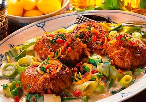 Boulette mit Porreegemüse und Kartoffeln