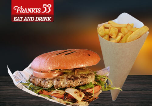 Black Angus Burger mit Steakhouse Pommes