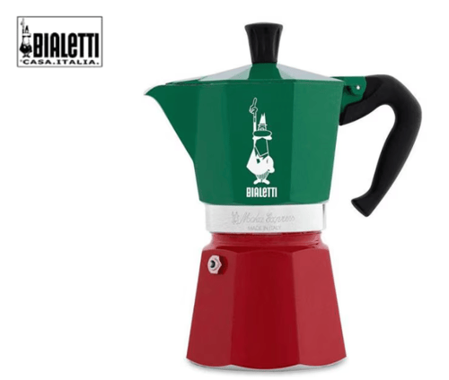 Bialetti Moka Express für 6 Tassen Italia  Aluminium mit schwarzem Kunststoff