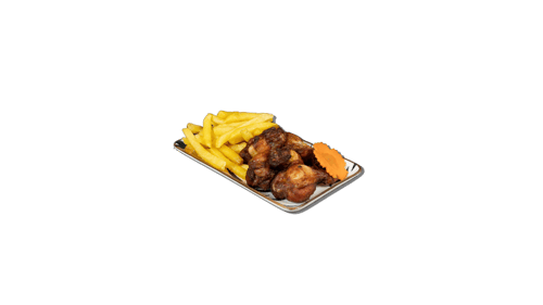 Chicken Wings mit Pommes (5 Stück)