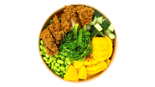 Frittierte Chickenstreifen Poke Bowl