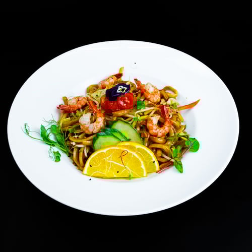 Udon Nudeln Crevetten