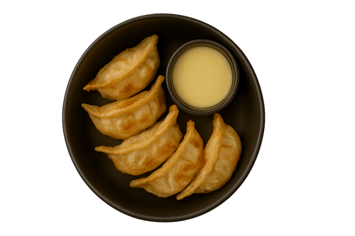 Gyoza Apfel mit Vanillesauce 