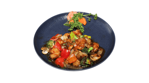 Garnalen met zwarte bonensaus