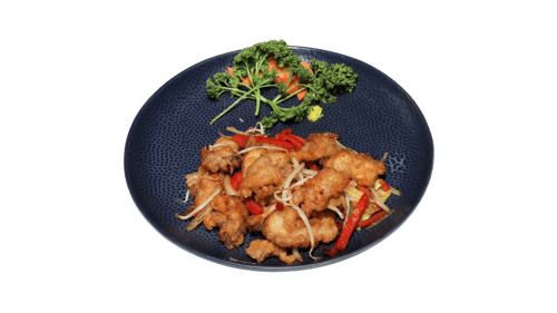 Krokante kipfilet met zout en peper