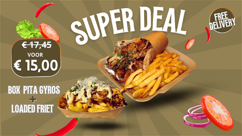 Super Deal ! gyros schotel varkes + pita gyros