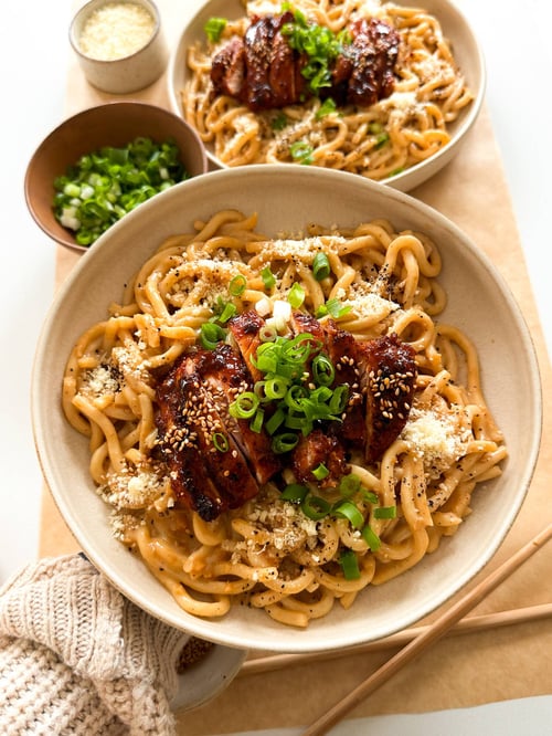 Udon Nudeln mit Teriyaki Hähnchen