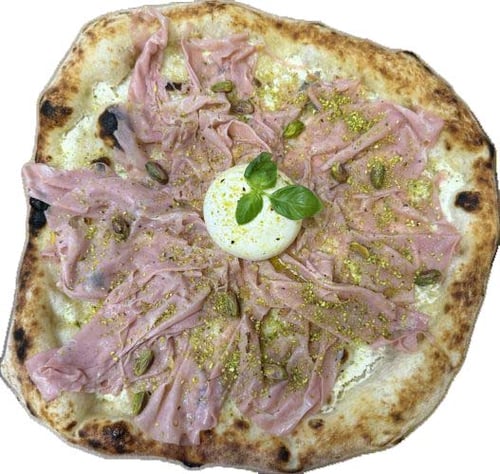 Pizza Bianca Mortadella e Pistacchio