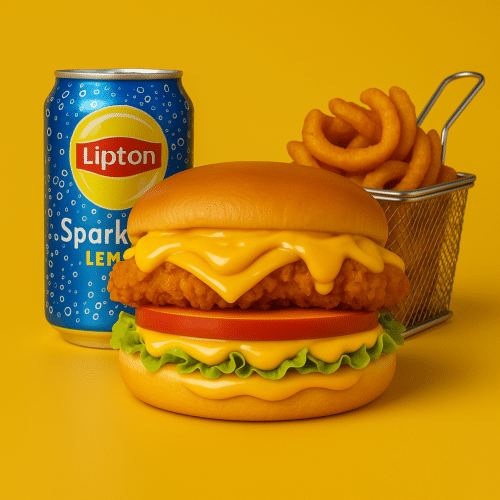 Honey mustard chick'n burger menu