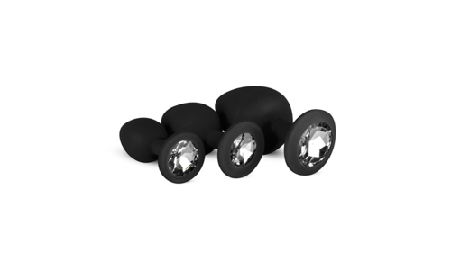 Siliconen Buttplug Met Diamant - Zwart
