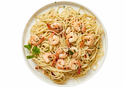 74.  Spaghetti Aglio olio con Scampi