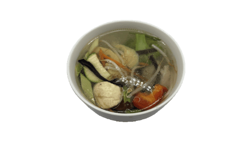 Hühnerfleisch-Suppe.