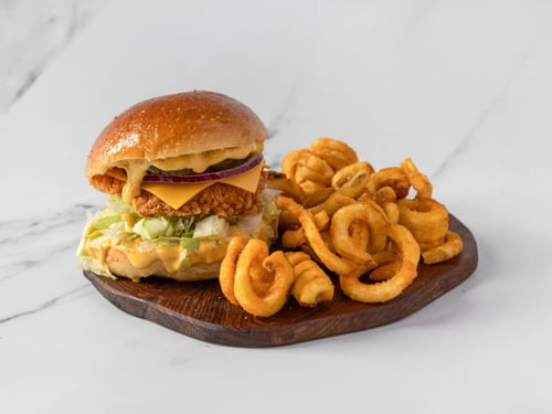 Honey mustard chicken burger menu