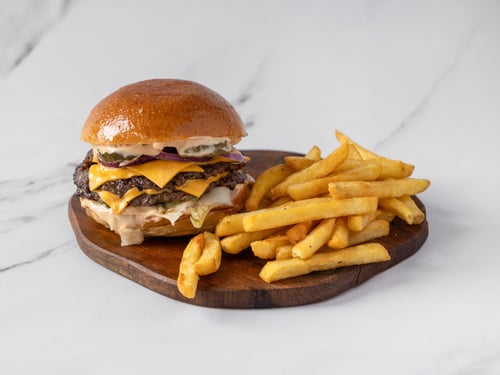 Double classic cheeseburger menu