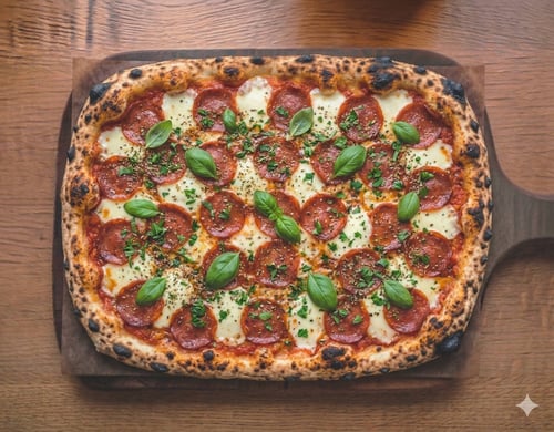 Pizza Salami Rindfleisch Family, 45x35cm