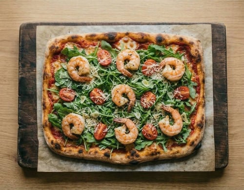 Pizza Shrimps Family, 45x35cm