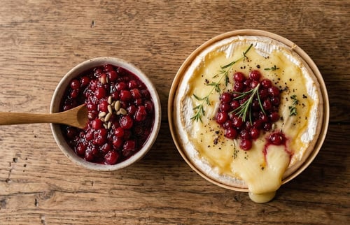 Camembert mit Preiselbeeren