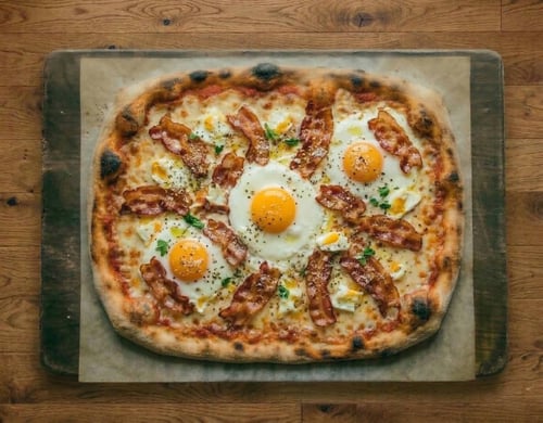 Pizza Bacon & Ei Family, 45x35cm