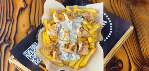 Fritten Hähnchen-Champignon