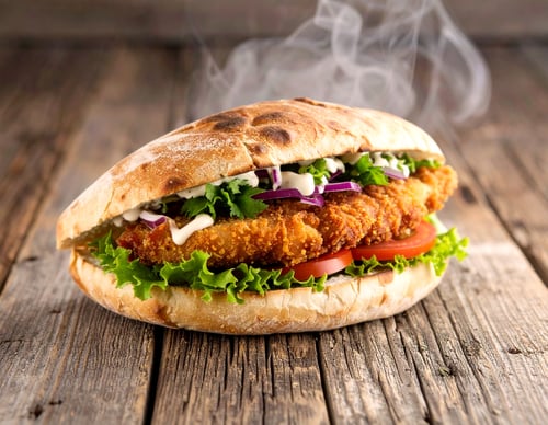 Poulet Schnitzel im Kebab Brot