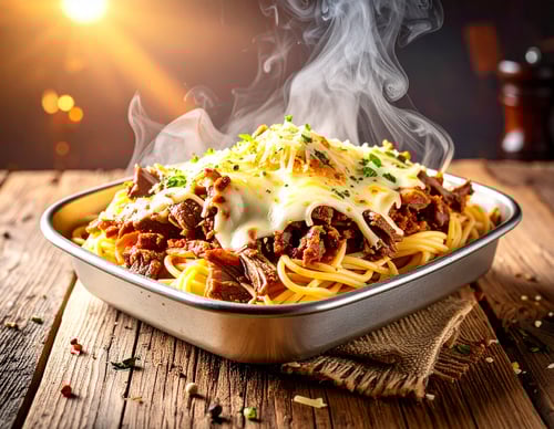 Döner Spaghetti überbacken