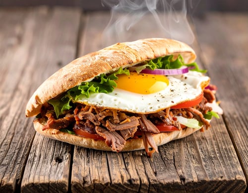 Kebab mit Spiegel Ei