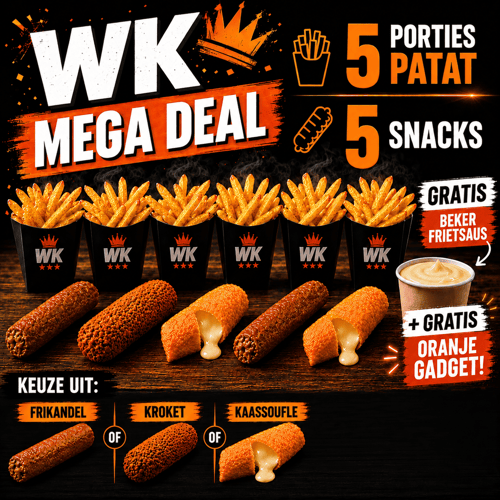 WK deal 2 + gratis beker frietsaus en oranje gadget